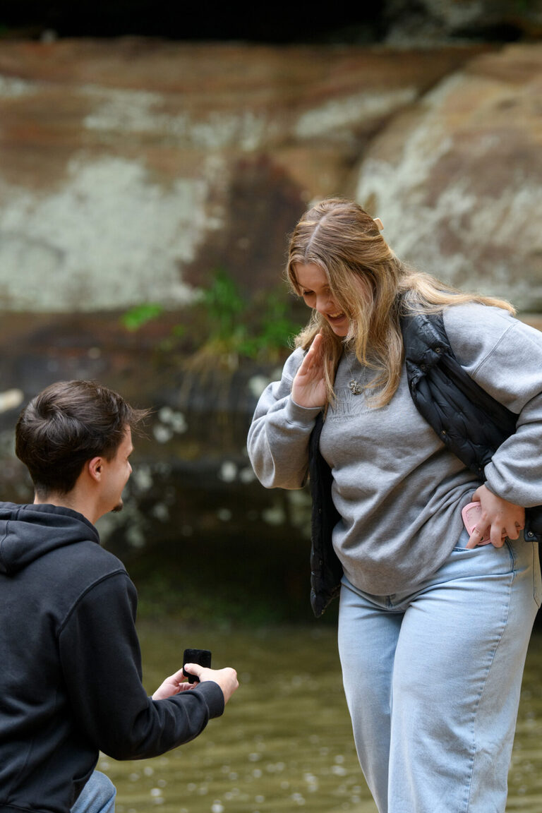 proposal at upper falls in hocking hills