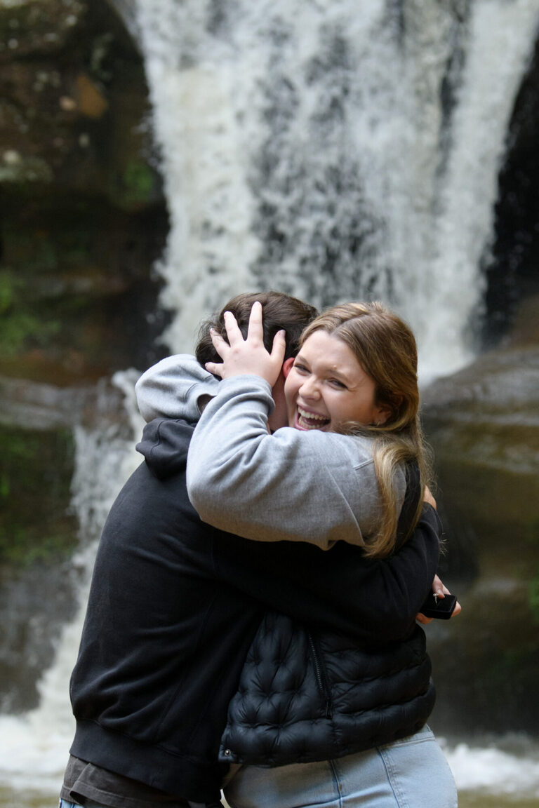 proposal at upper falls in hocking hills