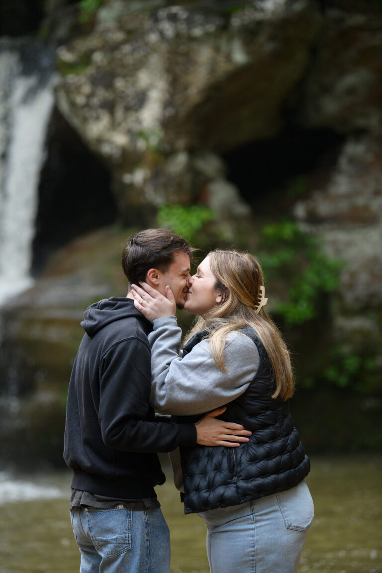 proposal at upper falls in hocking hills